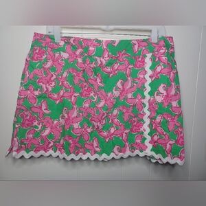 Lilly Pulitzer Pink and Green Floral Mini Skirt